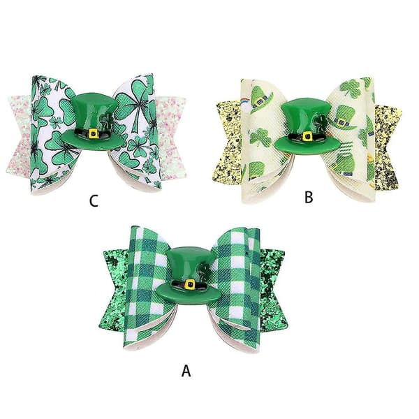 Saint Patrick's Day Sequin Hårnålar Med Läderrosett Topphatt Rosett Spänne