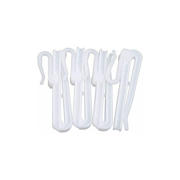 En uppsättning (50 st) 7 cm justerbara gardinkrokar i plast S-formade mjuka lyftkrokar dörrfönster gardinkrokar tillbehörspack (vit) CHAM