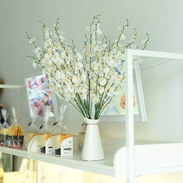 10 stk. Kunstige orkidéer Blomster Silke Falske orkidéer Blomster i løs vægt Blomster Kunstige til bryllup Hjemmekontor Deko Hvid