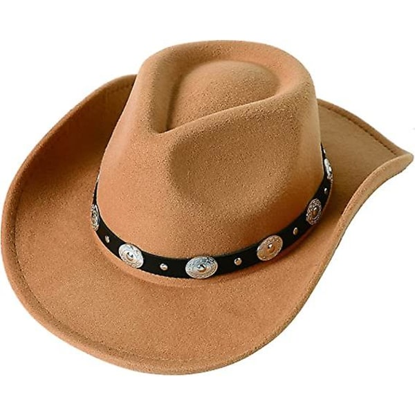 Kvinder Mænd Filt Bred Skygge Western Cowboy Hatte Bæltespænde Panama Hat