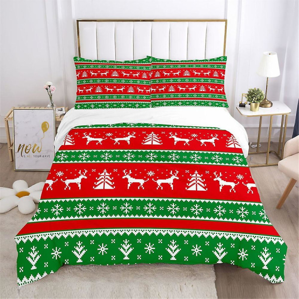 Jultomten Jul Sängkläder Sängset Tvilling Full Queen King Size Jul Ren Jul Täcke Set Påslakan För Heminredning（Som visas）