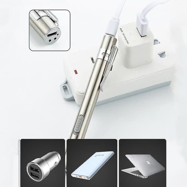 Super kirkas taskulamppu kynä USB ladattava LED taskulamppu