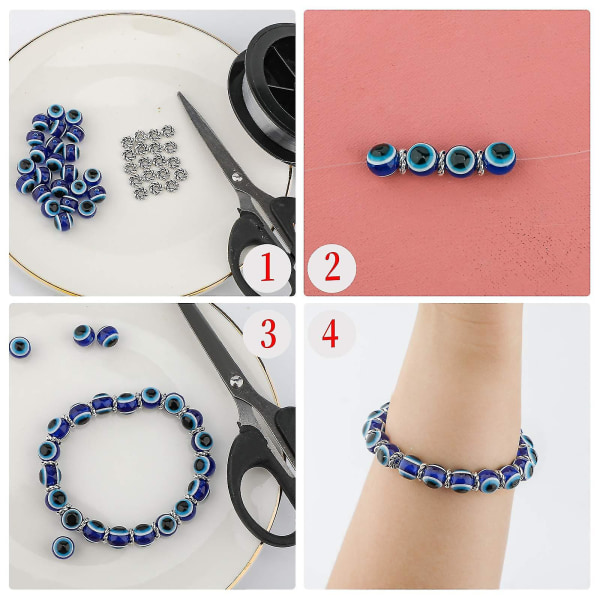 100 stk Blue Evil Eye Beads Eyeball Beads Håndlagde Resin Beads Charms For Diy Armbånd Halskjede Smykkefremstilling（10MM）