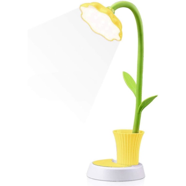 Lasten pöytälamppu, Creative Ladattava Led-pöytälamppu Silmiensuojaus Kosketussensorilla pöytälamppu Himmennettävä yöpöytälamppu kynätelineellä (keltainen)
