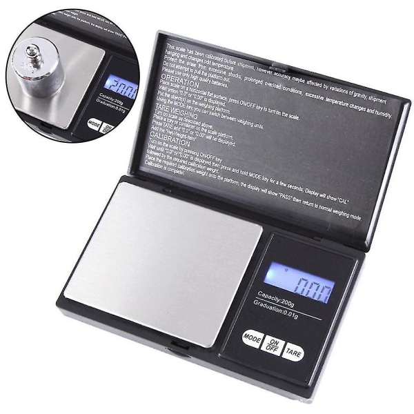Precision Pocket Scale 200G X 0,01G, Digital Gram Scale Small Herb Scale Mini Food Scale Smykker Sca