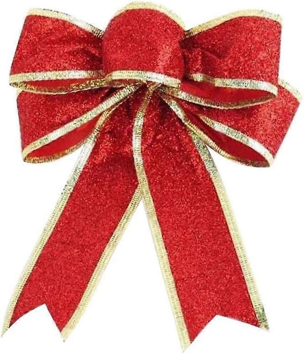 10 st julglitterband rosett julgransprydnader röd