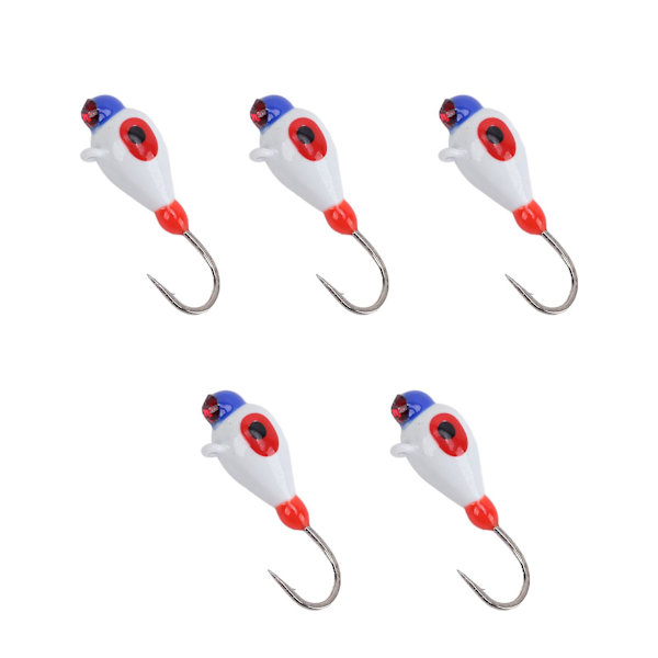 Vinterfiske Jiggar Kit - 5 st krokar lockbeten för abborre, gös, crappie - Micro 5MM isfiskeutrustning