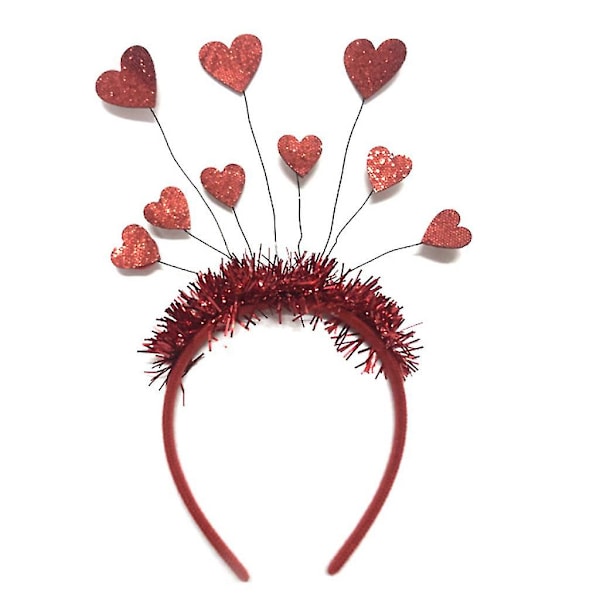 Rødt Sequin Hjerte Hodebånd Glitter Tinsel Hodeplagg Valentinsdag Hodeplagg