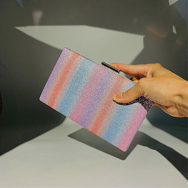 Naisten iltalaukku Clutch-laukku sateenkaaren glitter-paljetit illallinen olkalaukku käsilaukku (vaalea väri)