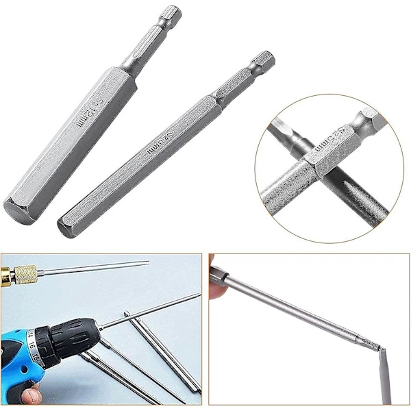 8-osainen kuusiokoloavainsarja, magneettinen ruuvimeisselinbitti 100 mm pitkä kuusiokolo 1/4\" kuusiokolovarsi