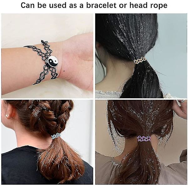 24 stk. choker-kjede sett, elastisk, strekkbar choker-sett for jenter, fargerikt
