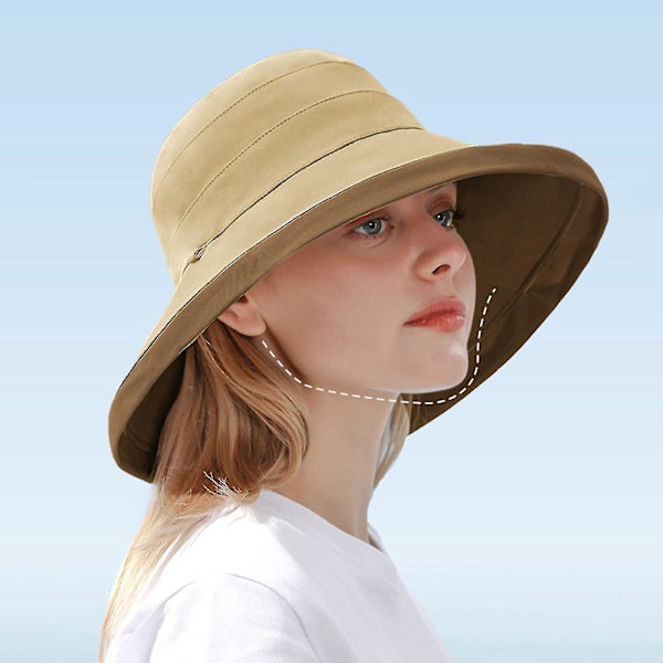 Kvinnlig fiskarehatt Kontrastfärg Rund Lätt Fasten String Anti-uv Lady Cap Huvudbonad（Grå）