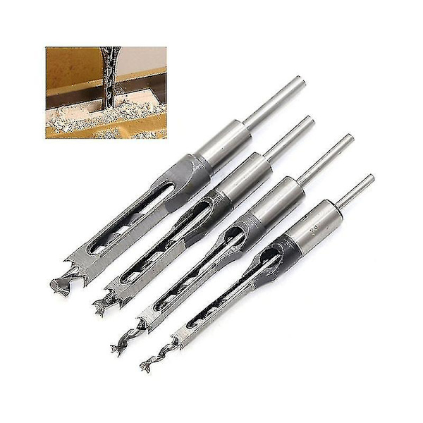 6.4/8/9.5/12.7mm Vridborr Bits Träbearbetning Borrverktyg Kit Set Fyrkantig Auger Mejsling Borr Set Fyrkantigt Hål