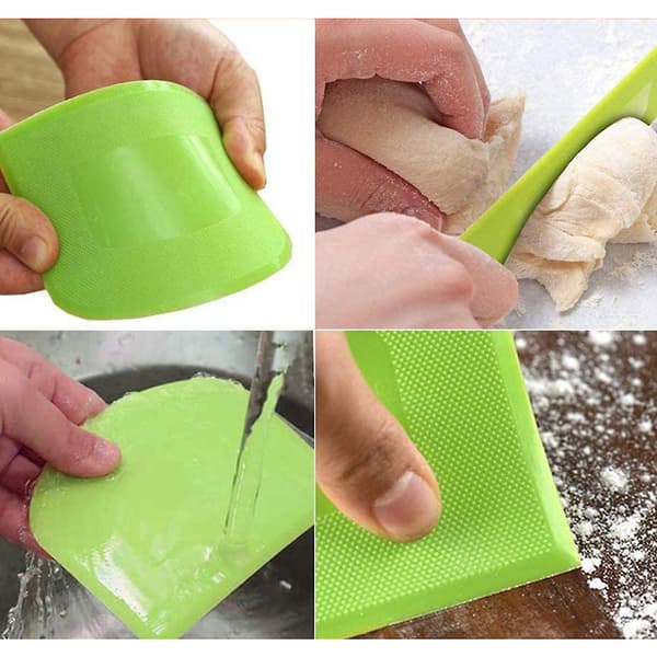 Piao 2 st 12x9,5 cm degskrapa kort degkutter bunkskrap degbrödkutter för bakning, plast (grön, vit)