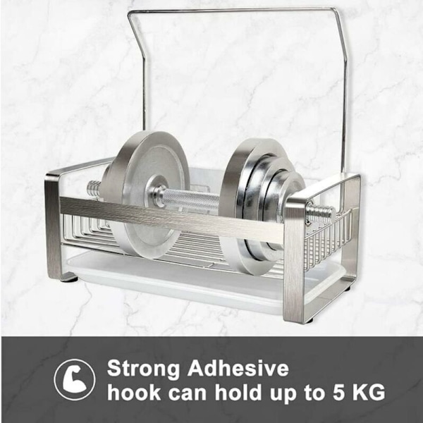 Diskho-svamp hållare självhäftande rostfritt stål kök diskho svamp förvaring och bänkskiva arrangör för diskborste diskhandduk handduk-silver