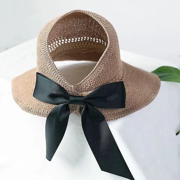 Sommer Visor Cap Foldable Bred Bred Solhat Strandhatte Kvinder Halm Hat（hvid）