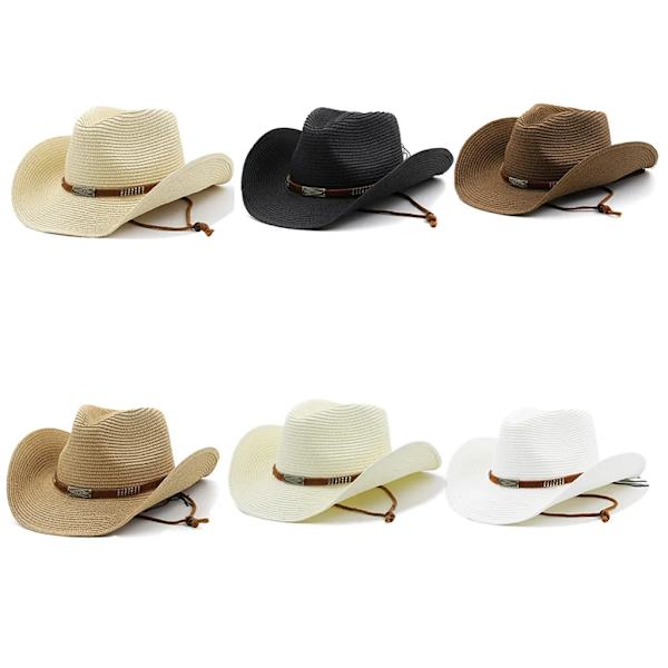 Dam solhatt i halm med bred brätte, solhatt för stranden, halmhatt UPF 50, cowboyhatt, sommarhatt, hopfällbar rullbar strandhatt, solhattar