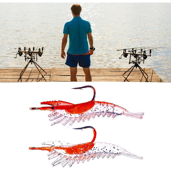 Angler fiskeutstyr - 5 stk PVC myke agn realistisk øyesimulering kunstig reke falske agn (6 cm/3 g)