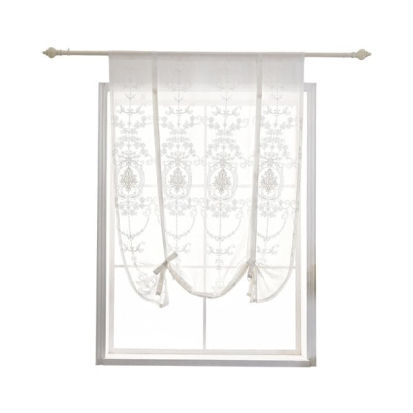 Transparent båtgardin med bandbroderi voile (bredd 100 cm x höjd 120 cm vit)