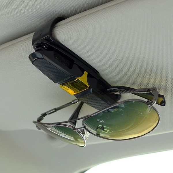 2-pack glasögonklämmor för solskydd i bilen, bilhållare för solglasögon, biljettkort - svart + guld