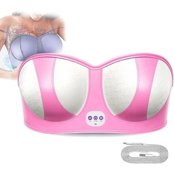 Elektrisk Bryst Massager BH, Bust Enhancer Levende Massager Bryst Skønhedsforstørrelse maskine Elektrisk Brystløft Massager med varm kompres（pink）