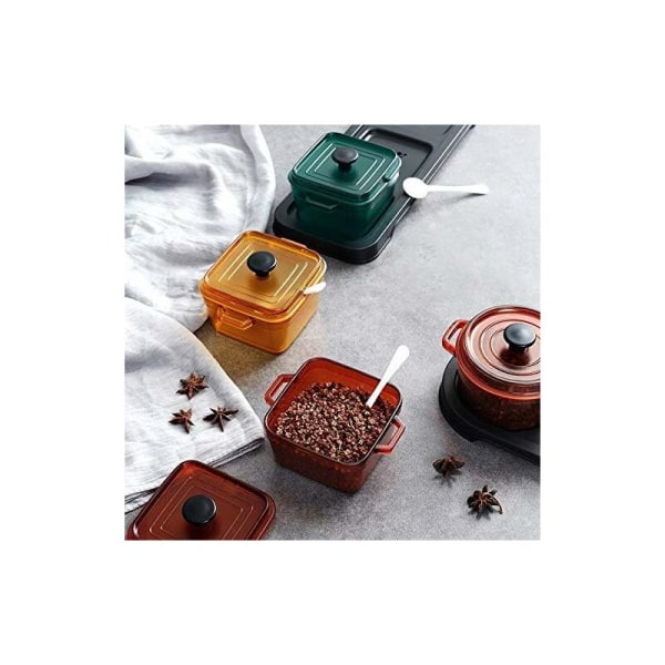 PS Spice Box 3 integrerade kryddtankar kryddbehållare med lock och kökssked för salt och andra kryddor förvaringslåda longziming