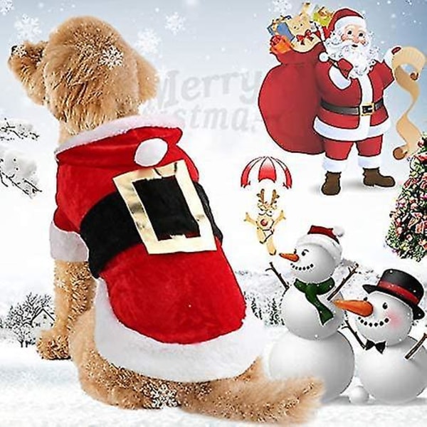 Jultomten Hunddräkt Bomullsdjurskläder Vinterhuvkappa Kläder för hunddjursdjur Chihuahua Yorkshire Poodle Xs