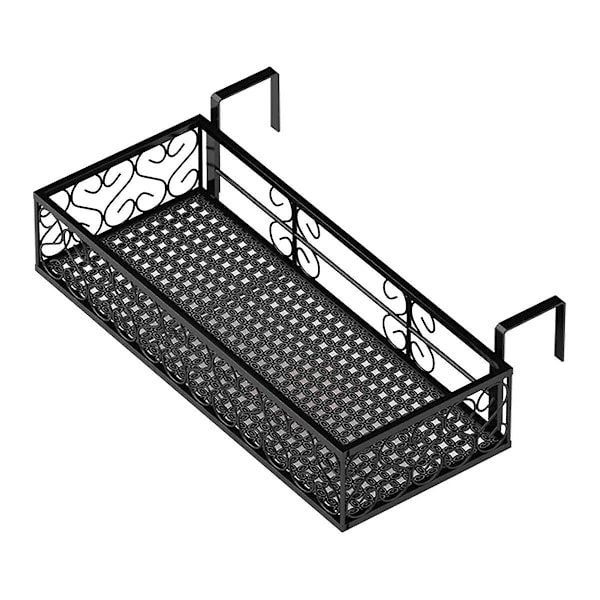 Hængende blomsterkrukkepotte altan gelænderholder gelænder hængende blomsterstativ metalplanter Balco（Sort)