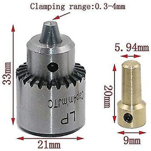 0,3-4 mm Mini elektrisk borechuck, bærbar håndborechuck for motoraksel F4