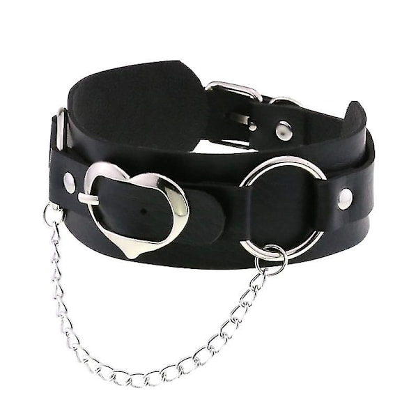 1 st Punk PU Läder Halsband Halsband Kvinnor Halskedja Mode Smycken (svart)