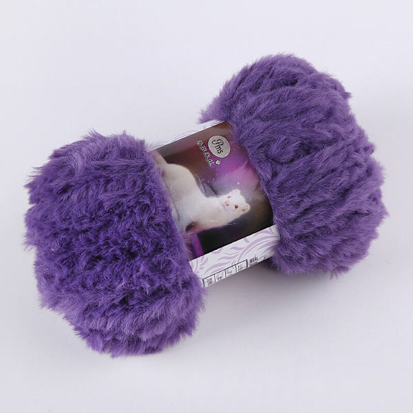 DIY Handgjord Fluff Garnboll Vävda Konstgjord Päls Mink Korall Fleece Grov Ull Lila
