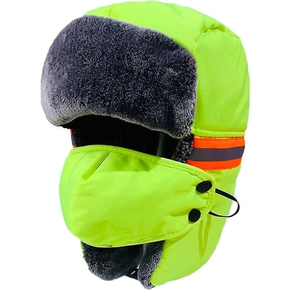 Unisex vinterhat 3 i 1 imiteret pelsbomberhat øreklap med Acsergery aftagelig maskegave