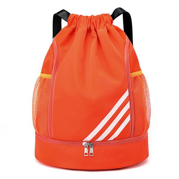 New Drawstring Backpack Sports Gym Bag Waterproof Draw String Back Bag for Men Women（Orange）