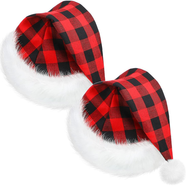 Santa Hat Unisex Christmas Cap Xmas Hat lomalle (2 kpl, musta punainen), wuzhou