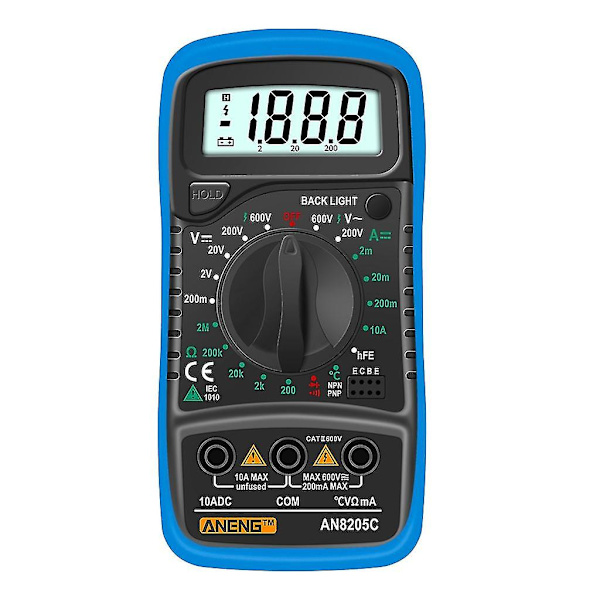 Ac/dc Amperemeter Volt Ohm Tester Meter Diode Multimeter Elektrisk Tester Meter（Blå）