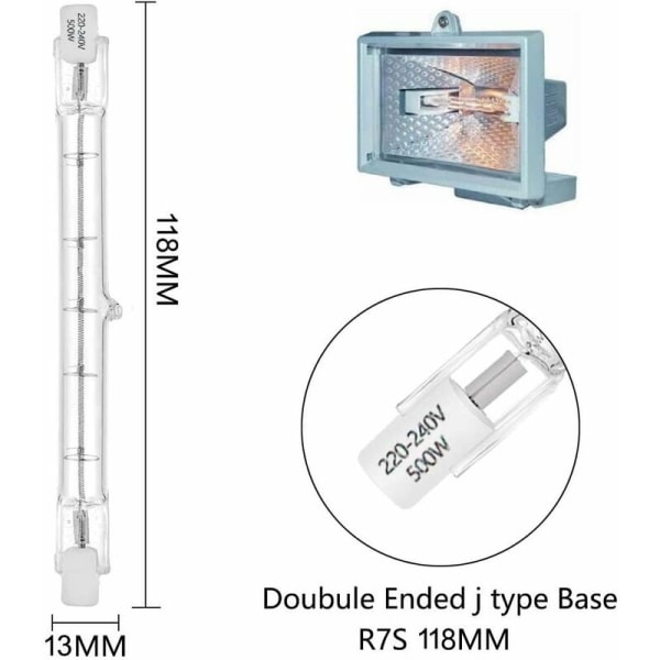 Halogen dimbar jodfri volframlampa R7S strålkastare - 300W, J118, 5 st