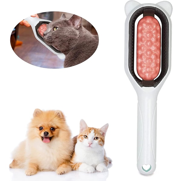 Hundborste, kattborste, universal husdjursknutborttagare, multifunktionell rengöringsborste, för rengöring och skötsel av husdjurshår (rosa)