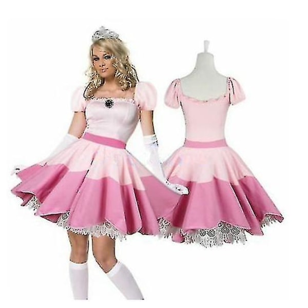 Rosa Kvinnor Princess Peach Dans Kort kjol Cosplay Kostym Fancy Dress Party2XL