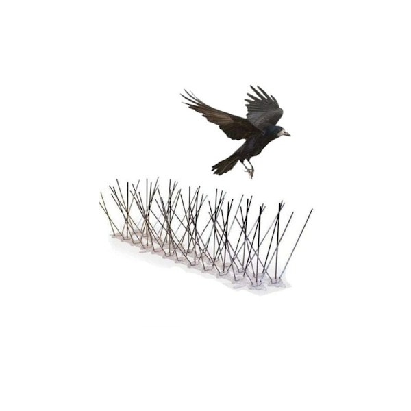 Förmonterade rostfria fågelavvisande spikar, 5 pinnar (total längd 2,5 meter), fågelavvisande kit med transparent silikonlim