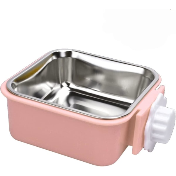 Pet Hanging Bowl For Crates, Removable Stainless Rabbit Bowl Cat Feeder Food Water Bowls (pink) 1pcs