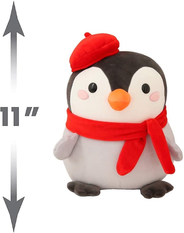 Söpö täytetty pingviinipehmolelu (11,8 tuumaa, baretti)