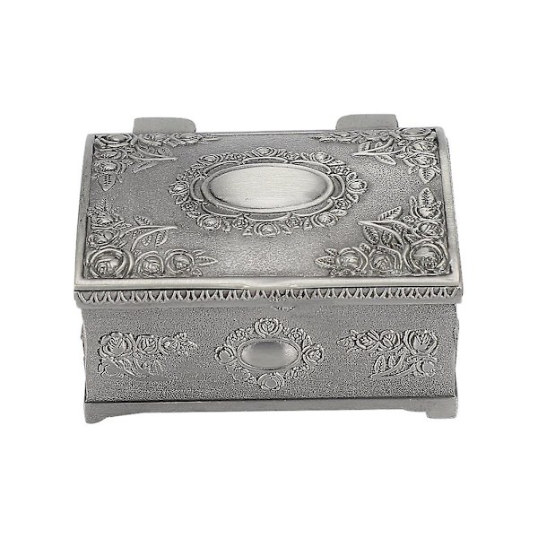 Retro Smykkeæske Rektangulær Blomster Relief Dekoration Øreringe Ring Opbevaringsboks