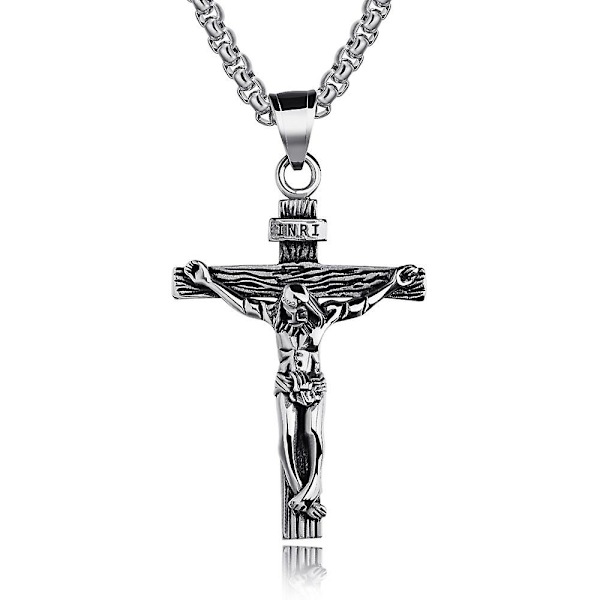 Herre Halskæde Jesus Kors Vedhæng Rustfrit Stål Jesus Vedhæng Halskæde（70cm）