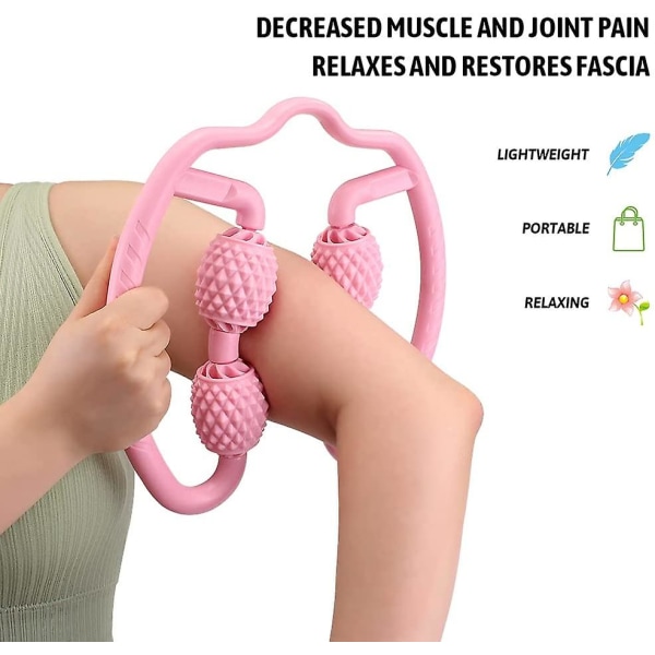 Massasjerulle, Trigger Point Roller for ømme muskler, arm, albue, lår rulle massasjeapparat for dyp vevsavlastning (rosa)