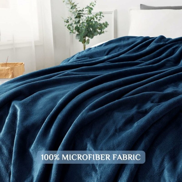 Mysig filt, fluffig fleecefilt, mjuk och varm för säng, soffa, mysig filt sofffilt, 150x200cm, marinblå