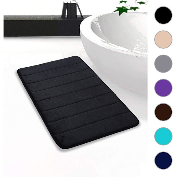Badeværelse Bademåtte Absorberende Skridsikker Bademåtte Vaskbar Bademåtte - 80x160cm (Sort) (80*160cm, Sort)