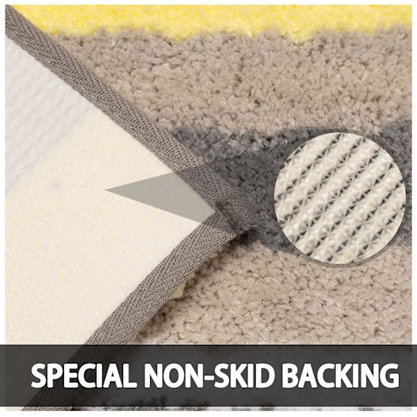 Maskintvättbar halkfri badrumsmatta 40x60x3cm, ultra mjuk absorberande tjock duschmatta mikrofiber badrumsdekor, gul