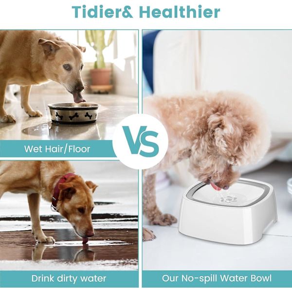 Hunde Vandskål, Anti-Splash Vandskål No-Spill Anti-Overflow Hunde Vandskål Anti-Drop Flydende Skål til Hjem Rejse Køretøj 1L
