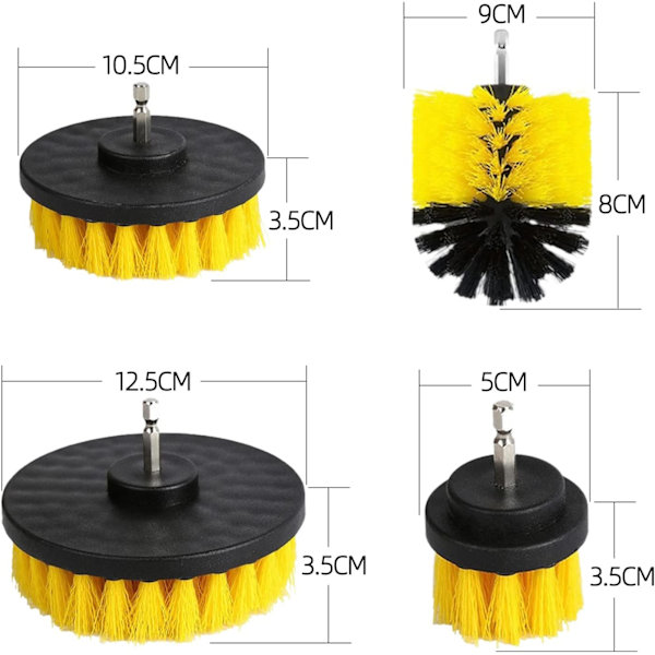 4-pack borstefäste uppladdningsbar rengöringsborste set Gul