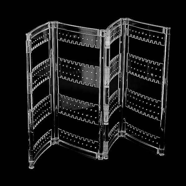 Foldbar 4-panels smykkeskrin øredobber display stativ ørepynt oppbevaringsorganisator (gjennomsiktig)